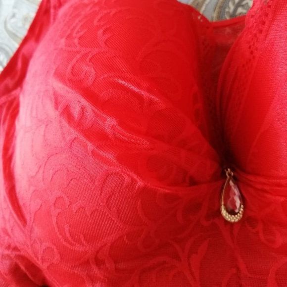 NWOT Molded Cup and Jeweled Center 36D Jacquard and Lace Bra - Picture 3 of 11